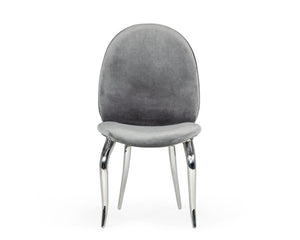VIG Furniture Vince Glam Grey Velvet Dining Chairs Set Of 2 — Plush Upholstery, Stainless Steel Legs & Handle, No Assembly Required VGZAY622-GRY