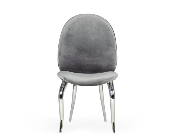 VIG Furniture Vince Glam Grey Velvet Dining Chairs Set Of 2 — Plush Upholstery, Stainless Steel Legs & Handle, No Assembly Required VGZAY622-GRY