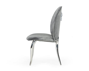 VIG Furniture Vince Glam Grey Velvet Dining Chairs Set Of 2 — Plush Upholstery, Stainless Steel Legs & Handle, No Assembly Required VGZAY622-GRY