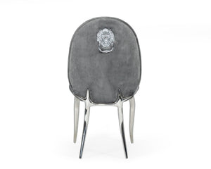VIG Furniture Vince Glam Grey Velvet Dining Chairs Set Of 2 — Plush Upholstery, Stainless Steel Legs & Handle, No Assembly Required VGZAY622-GRY