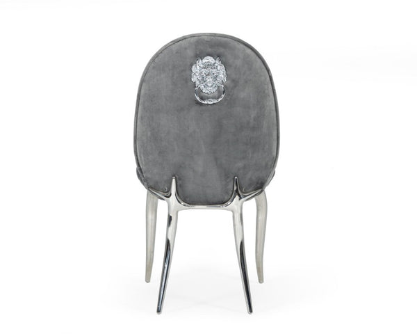 VIG Furniture Vince Glam Grey Velvet Dining Chairs Set Of 2 — Plush Upholstery, Stainless Steel Legs & Handle, No Assembly Required VGZAY622-GRY