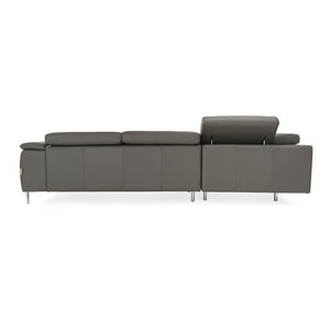 VIG Furniture Viola Italian Grey Top-Grain Leather Left-Facing Sectional Sofa With Chaise, Adjustable Headrests, Stainless Steel Legs VGDTVIOLA-KIM-FUME-LAF-SECT