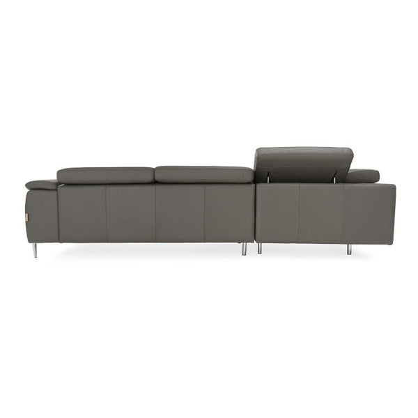 VIG Furniture Viola Italian Grey Top-Grain Leather Left-Facing Sectional Sofa With Chaise, Adjustable Headrests, Stainless Steel Legs VGDTVIOLA-KIM-FUME-LAF-SECT