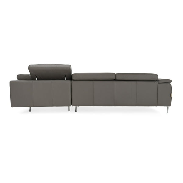 VIG Furniture Viola Italian-Made Grey Top-Grain Leather Right-Facing Sectional Sofa With Adjustable Headrests & Stainless Steel Legs VGDTVIOLA-KIM-FUME-RAF-SECT