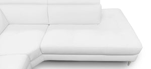 VIG Furniture Viola Italian Leather Right Facing Sectional With Adjustable Headrests Stainless Steel Legs, Luxe Comfort White Sectional Sofa VGCCVIOLA-KIM-WHT-RAF-SECT