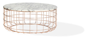 Soho Concept Violetta Marble Coffee Table: Elegant White Carrara Top With Rose Gold Steel Frame, 36" Diameter White,Gold  Soho-concept-dining-chair-13978