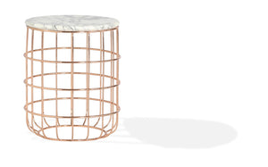 Soho Concept Violetta Marble End Table: Elegant Italian Carrara Top With Rose Gold Steel Frame – 18.9" Height White,Gold  Soho-concept-dining-chair-13983