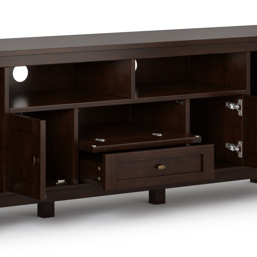 English Elm Warm 72" Transitional Tv Media Stand - Handcrafted Russet Brown With Ample Storage & Style B136P159715-GIGA