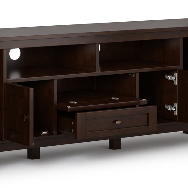English Elm Warm 72" Transitional Tv Media Stand - Handcrafted Russet Brown With Ample Storage & Style B136P159715-GIGA