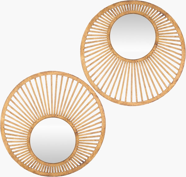 Surya Vision Modern Handcrafted Mirror - 20"H X 20"W, Versatile Wall Decor For Any Room, Unique Finish Frame, Gold Iron Vis001-set