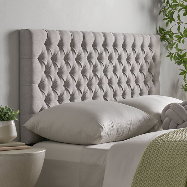 English Elm Christopher Knight Home® - Tufted Upholstered Queen Size Headboard with Button Detail, Adjustable Height, Velvet Finish, Modern Appeal LIGHT GREY 55444.00LGRY