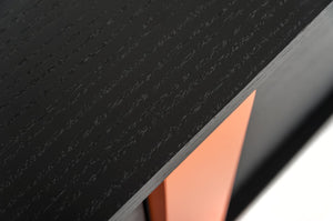 VIG Furniture Vision Modern Black Oak Floating Tv Stand With Orange Accents, Tempered Glass Panels & Cable Management VGHB167F