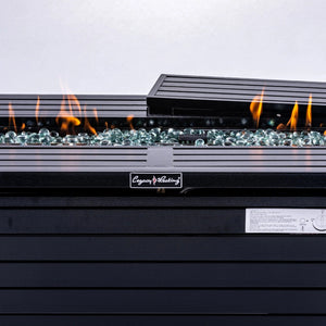 Origins Vista Rectangular Propane Fire Pit Table Hammered Steel Patio Entertainer FP-57RECBK