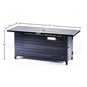 Origins Vista Rectangular Propane Fire Pit Table Hammered Steel Patio Entertainer FP-57RECBK