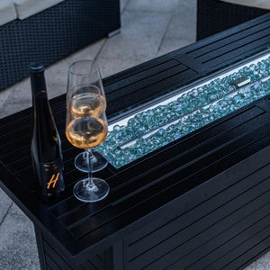 Origins Vista Rectangular Propane Fire Pit Table Hammered Steel Patio Entertainer FP-57RECBK