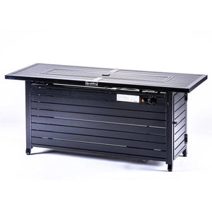 Origins Vista Rectangular Propane Fire Pit Table Hammered Steel Patio Entertainer FP-57RECBK