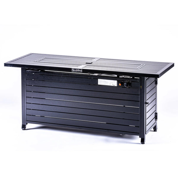 Origins Vista Rectangular Propane Fire Pit Table Hammered Steel Patio Entertainer FP-57RECBK