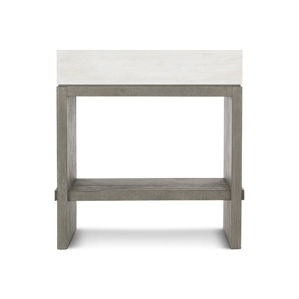 Bernhardt Bernhardt Cerused Acacia Nightstand With Soft-Closing Drawer, Usb Charging And Open Shelf Light Shale 28"W x 20"D x 29.13"H 306217