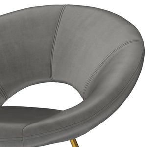 English Elm Barrett Velvet Accent Chair in Grey with Curved Back, Deep Seat & Gold Metal Base — Modern Comfort (96) B136P158469