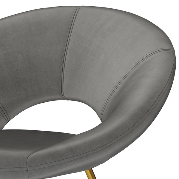 English Elm Barrett Velvet Accent Chair in Grey with Curved Back, Deep Seat & Gold Metal Base — Modern Comfort (96) B136P158469