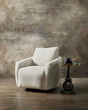 Hooker Furniture Bonnie Petite Swivel Chair With Motorized Hidden Footrest, Faux-Fur Upholstery & Black Metal Base CC610-PFSW-470
