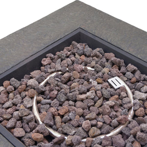 English Elm Stonewall Square Propane Fire Pit Natural Stone Outdoor Patio Gathering Focal Point 61941.00-40K