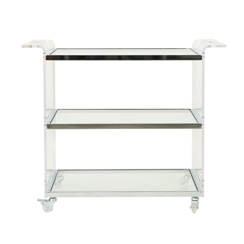 English Elm Bar Cart Acrylic Two Tier Rolling Shelf for Glam Minimalist Entertaining Spaces 62131.00