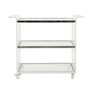English Elm Bar Cart Acrylic Two Tier Rolling Shelf for Glam Minimalist Entertaining Spaces 62131.00
