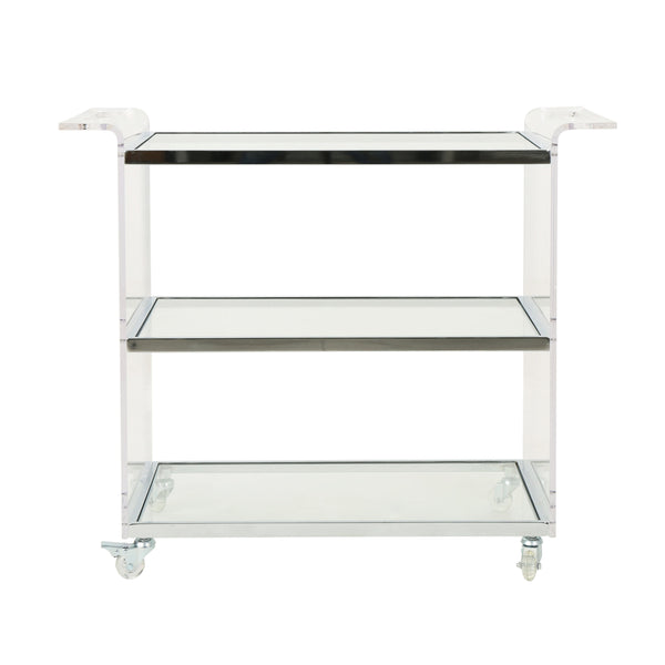 English Elm Bar Cart Acrylic Two Tier Rolling Shelf for Glam Minimalist Entertaining Spaces 62131.00
