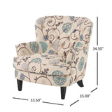 Christopher Knight Home® - Noble House - Tafton White And Blue Floral Fabric Club Chair