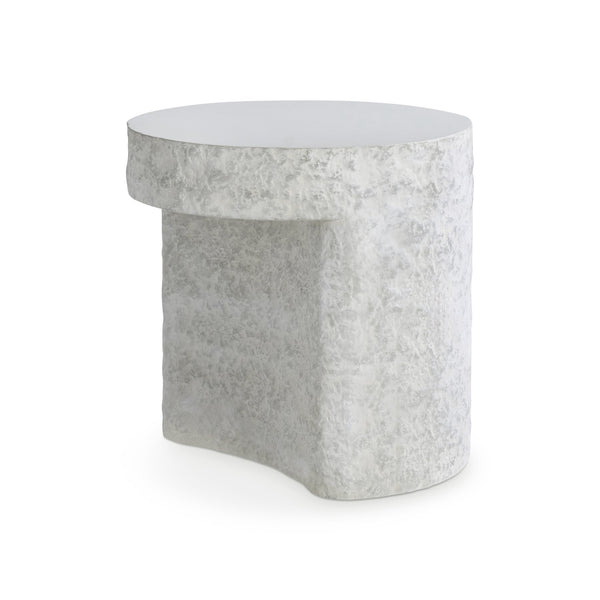 Bernhardt Bernhardt Pincio Side Table With Millstone Faux-Stone Finish, Sculptural Geometric Base, 22" Cube 549129