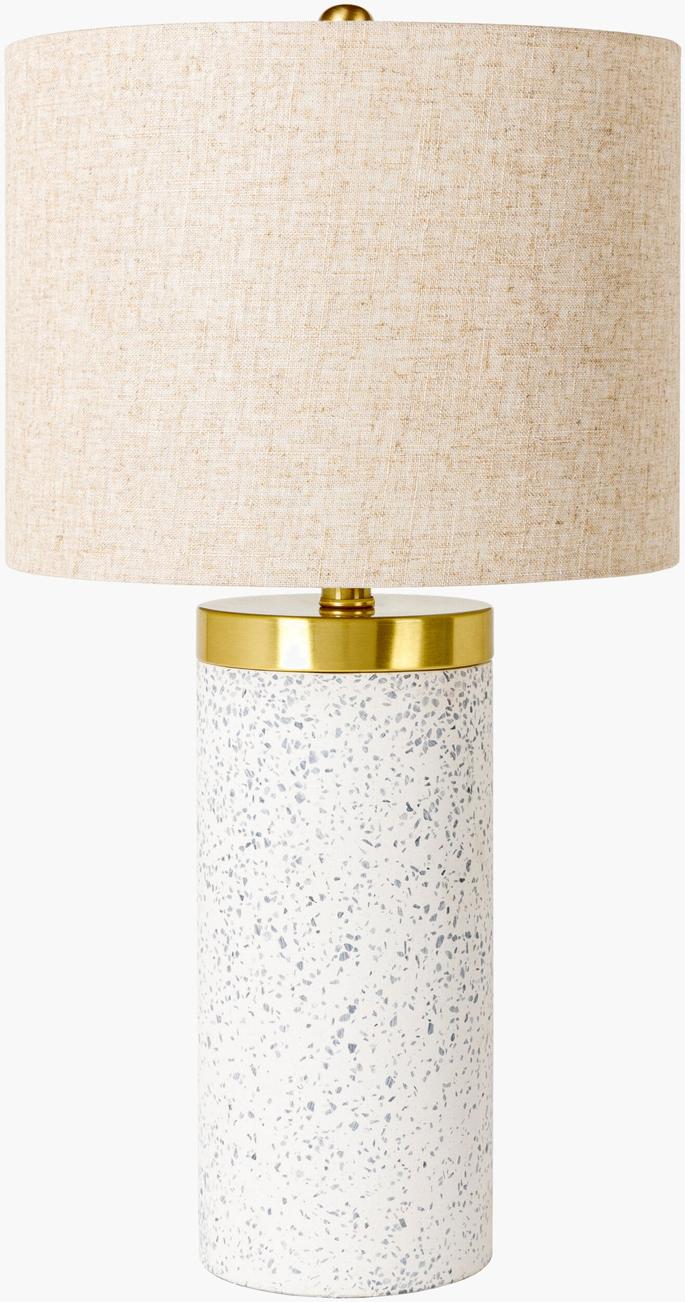 Surya Vejle Modern Accent Table Lamp - 25" Tall Gray Linen Shade With Brass And Concrete Design, Stylish Decor Body, Blue Concrete,Brass,Linen,Polyester,Iron Vjl-001