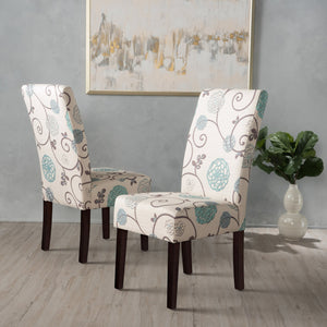 English Elm Christopher Knight Home® - DINING Chair with Plush Fabric Upholstery, Rubberwood Legs, Contemporary Minimalist Comfort and Style White+Blue 60162.00