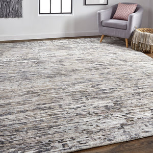 Feizy Rugs Conroe Hand-knotted Wool And Viscose Abstract Rug – Luxurious Modern Art For Your Home Décor Gray,Blue,Silver Wool,Viscose Cro6821fgry000c50