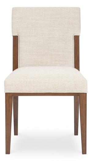 Hooker Furniture Eleana Beige Upholstered Dining Chair With Welt Trim, Tapered Light Caramel Walnut Legs — Transitional Comfort 7252-75412-85