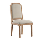 Homelegance By Top-Line Mayer Arched Linen and Wood Dining Chairs (Set of 2) Beige Rubberwood