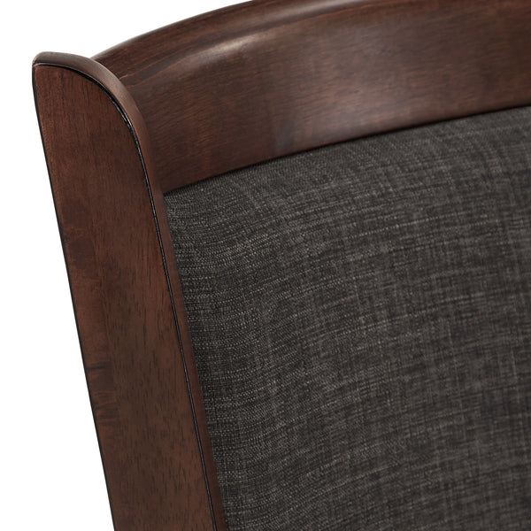Homelegance By Top-Line Sydney Upholstered Back Swivel 29" Bar Height Stool Dark Grey Rubberwood
