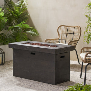 English Elm Custer Outdoor Rectangular Mgo Fire Pit 50000 Btu Patio Entertaining Table 61102.00BRN-50K