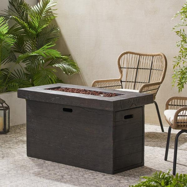 English Elm Custer Outdoor Rectangular Mgo Fire Pit 50000 Btu Patio Entertaining Table 61102.00BRN-50K