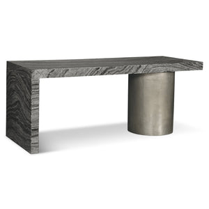 Bernhardt Bernhardt Sculptural Linea Desk With Black Forest Marble Top & Textured Graphite Pedestal, 72" K1100