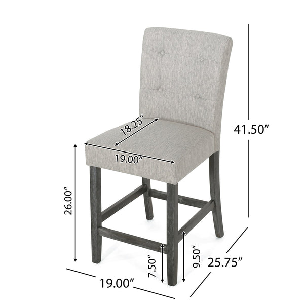 English Elm Christopher Knight Home® - Contemporary Button-Tufted Fabric Counter Stools Set of 2 with Espresso Legs, Waffle Stitch Comfort LIGHT GREY 71254.00LGRY