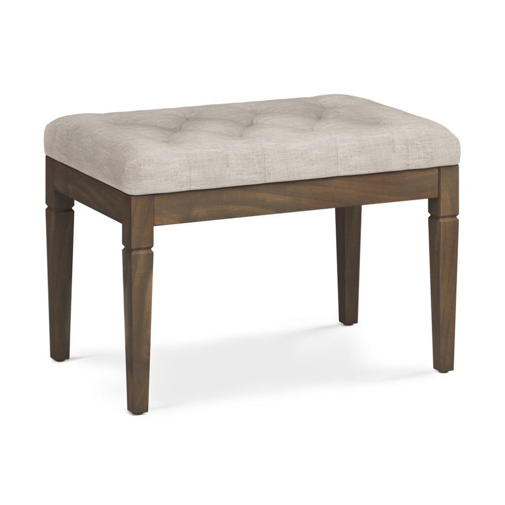 English Elm Waverly Small Tufted Ottoman Bench - Natural Linen Accent For Elegant Footstool & Extra Seating B136P159941-GIGA