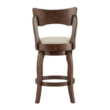 Homelegance By Top-Line Beckham Swivel 24-inch Brown Counter Height Barstool Beige Rubberwood