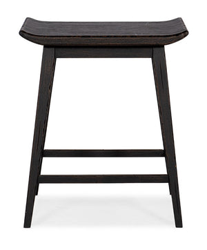 Hooker Furniture Commerce Scooped Wood Counter Stool With Copper Accents, Transparent Black Finish, Rustic-Industrial Charm 7228-75001-99