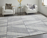 Feizy Rugs Whitton Viscose/Wool Hand Tufted Industrial Rug Ivory/Black 8' x 10'