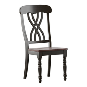 Homelegance By Top-Line Antonio Two-Tone Antique Dining Chairs (Set of 2) Black Rubberwood