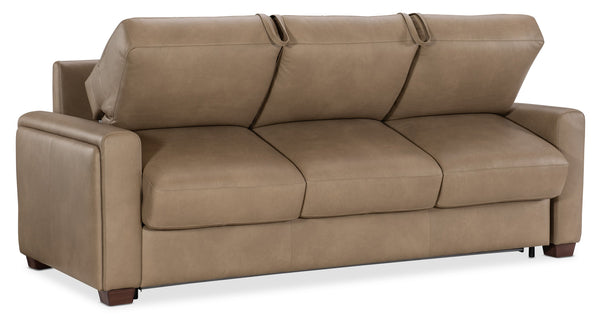 Hooker Furniture Griffin Top-grain Leather Queen Sleeper Sofa with Track Arms for Living Rooms SS179-QS03-086