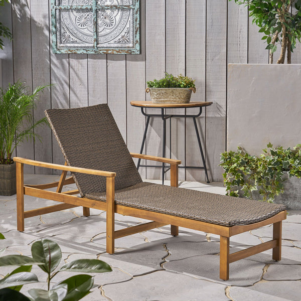 English Elm Christopher Knight Home® - Hampton Outdoor Wood & Wicker Chaise Lounge - Adjustable Comfort For Patios, Poolsides & Gardens 63763.00MCA