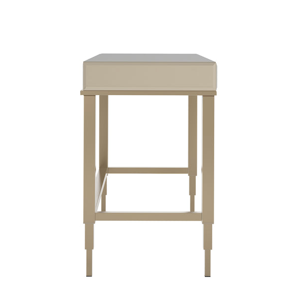 Homelegance By Top-Line Malik Beveled Mirrored Accent 1-Drawer Office Writing Desk Gold Mirror