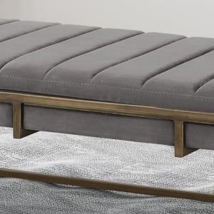 English Elm Ottoman Channel Pleated Velvet Bench with Slim Metal Frame for Modern Living Rooms 62486.00NVLTGRY